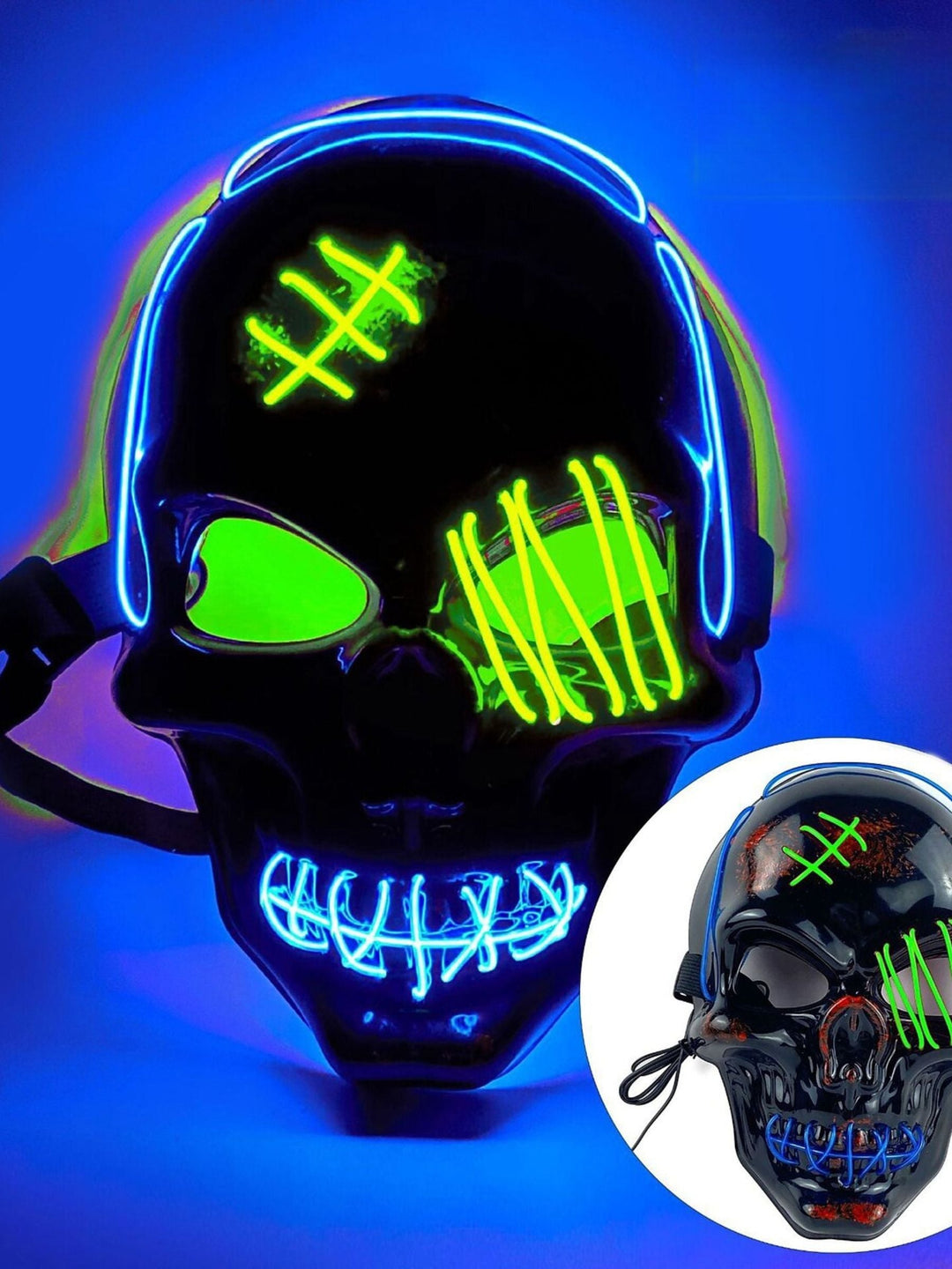 Masque de Déguisement de Pirate avec Tête de Mort et Éclairage led pour Halloween