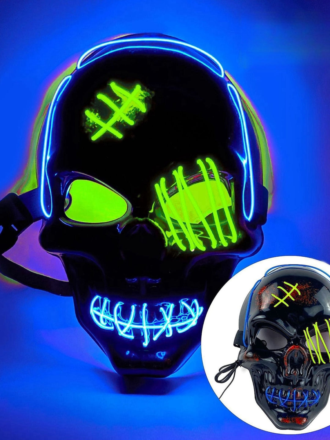 Masque de Déguisement de Pirate avec Tête de Mort et Éclairage led pour Halloween