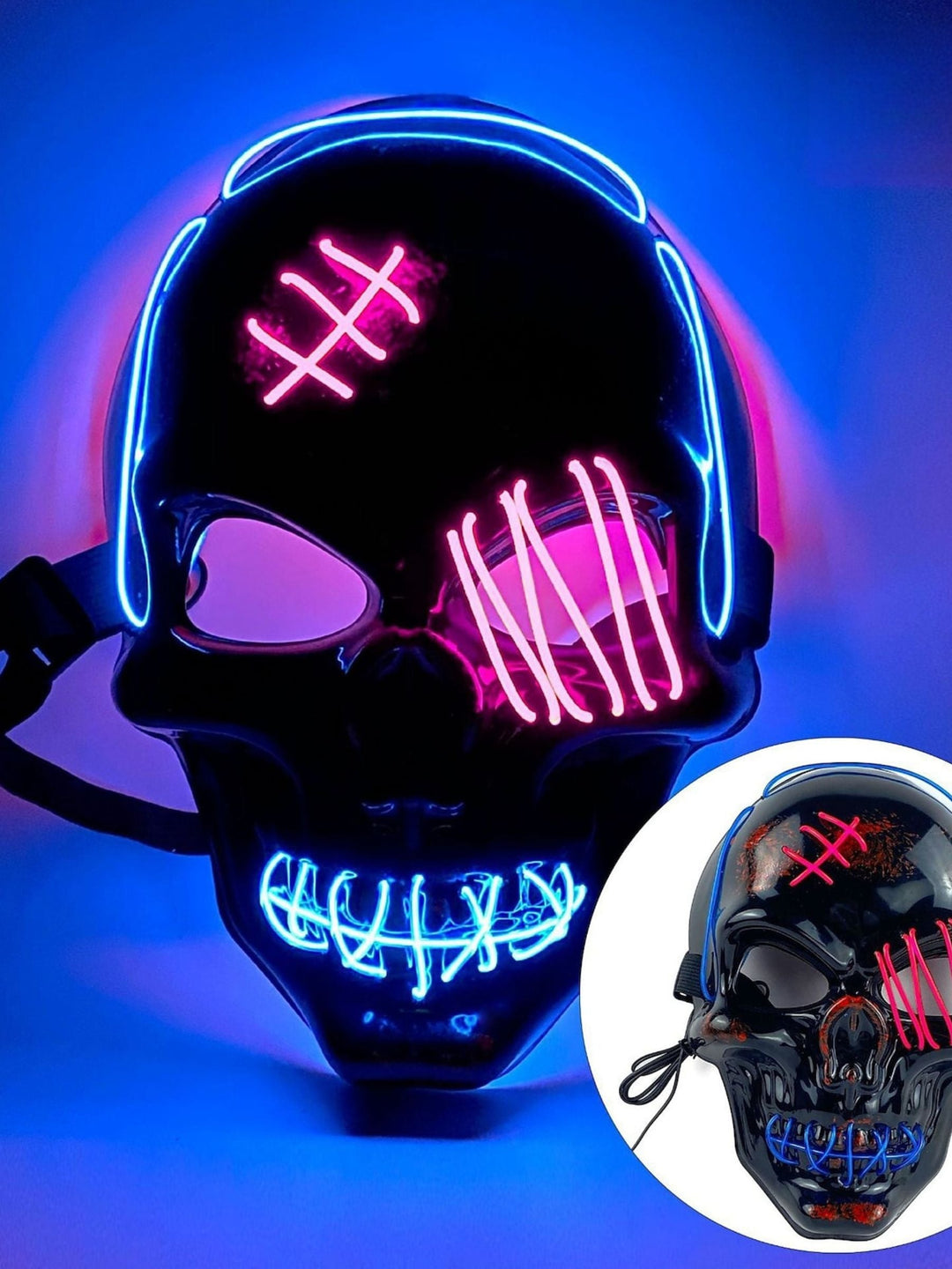 Masque de Déguisement de Pirate avec Tête de Mort et Éclairage led pour Halloween