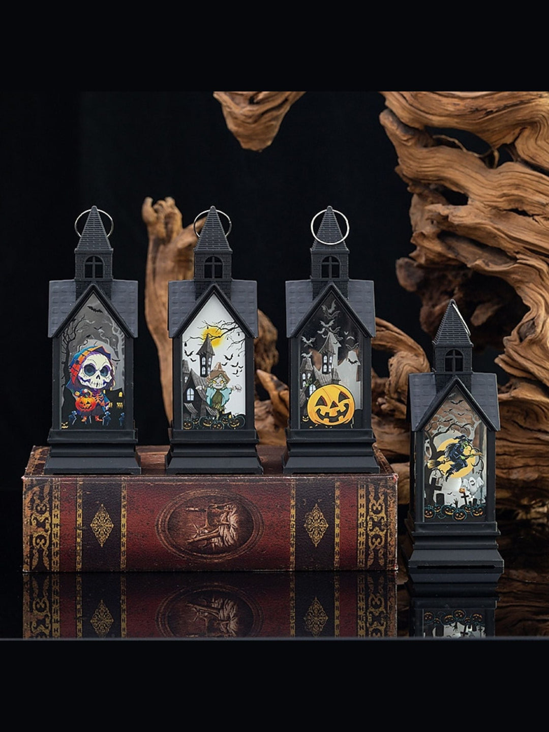 Lampe de Table à Bougie led Noire Rétro pour Halloween