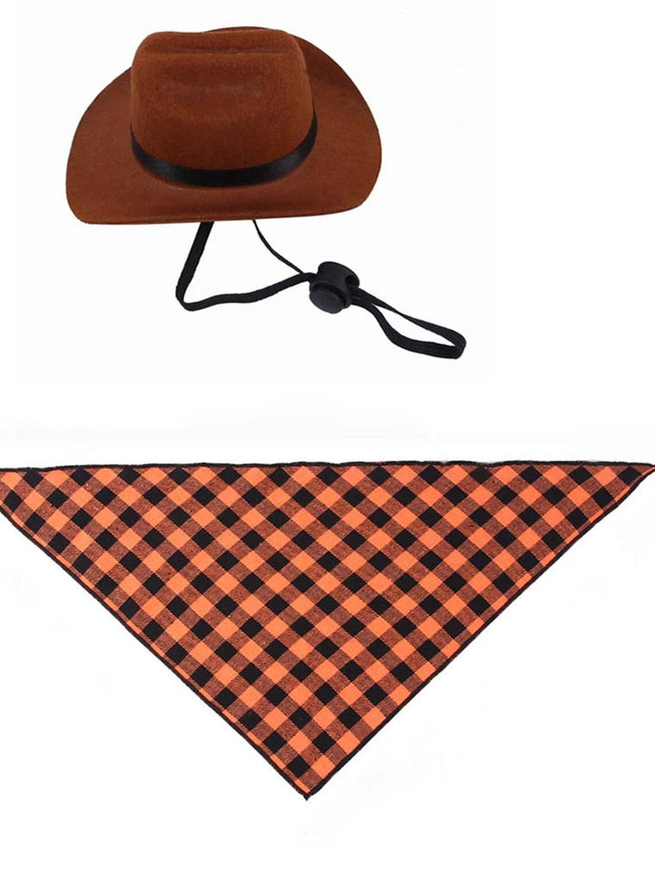 Ensemble D'Accessoires pour Animaux de Compagnie avec Chapeau de Cowboy Rétro de Style Western pour Halloween