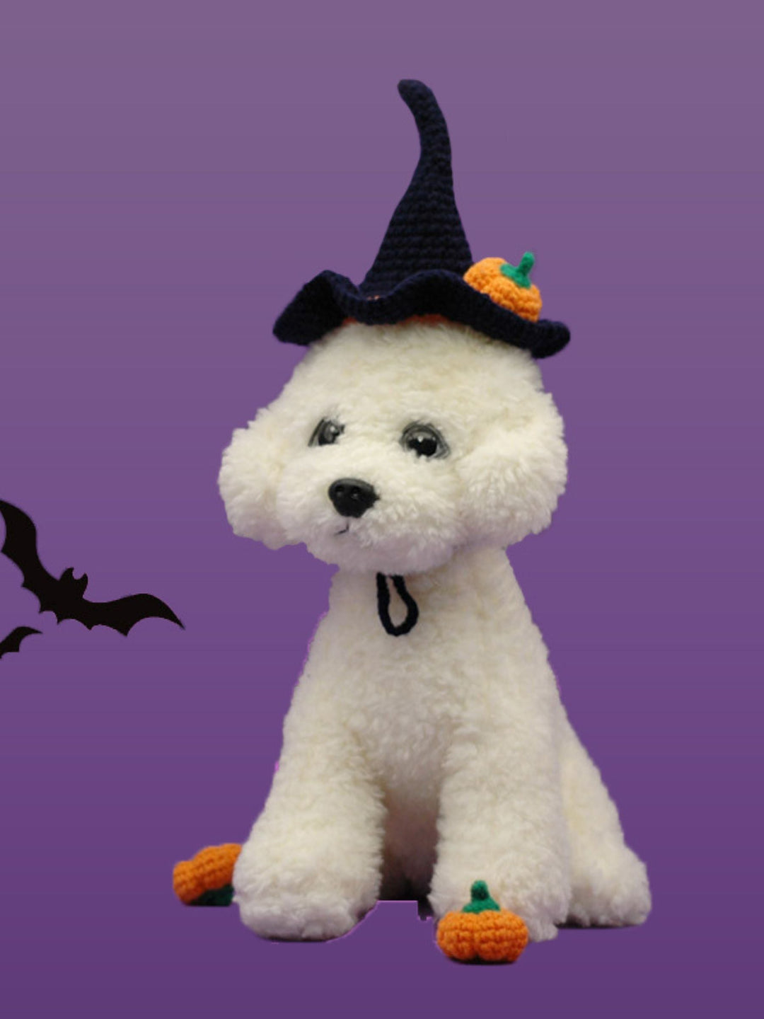 Chapeau de Sorcière en Tricot Bleu Foncé Mignon en Forme de Citrouille pour Halloween, Accessoires de Tir pour Animaux de Compagnie