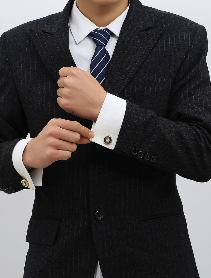 Lot De 2 Boutons De Manchette Pour Homme, Motif Géométrique Doré Avec Strass