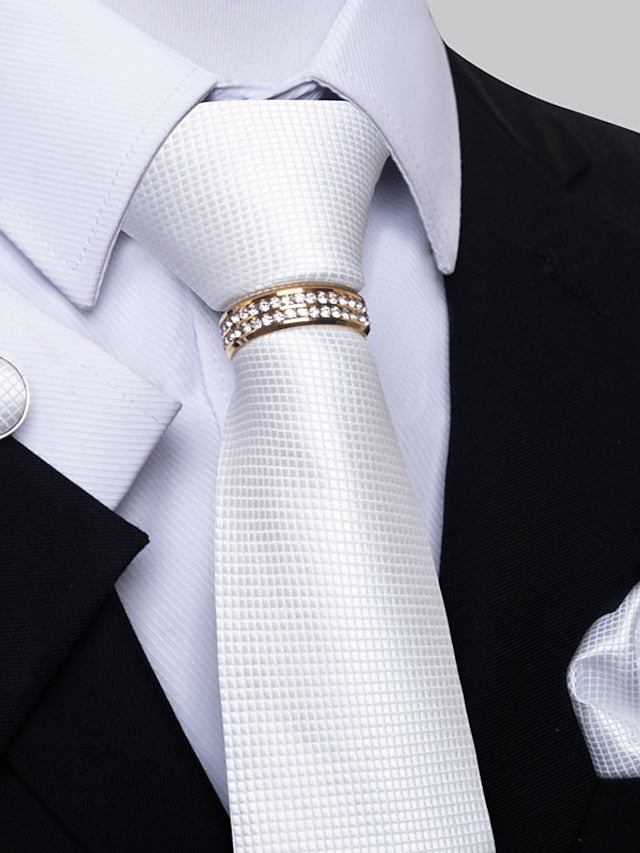 Cravates Basiques Pour Hommes De Couleur Unie Jaune Clair Blanc Rouge Foncé Avec Strass