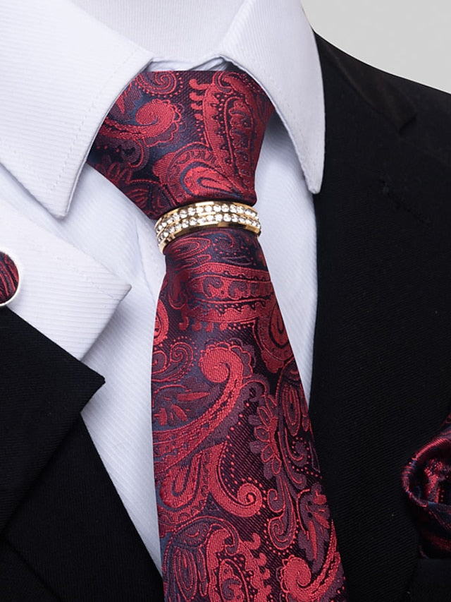 Cravates Basiques Pour Hommes De Couleur Unie Jaune Clair Blanc Rouge Foncé Avec Strass