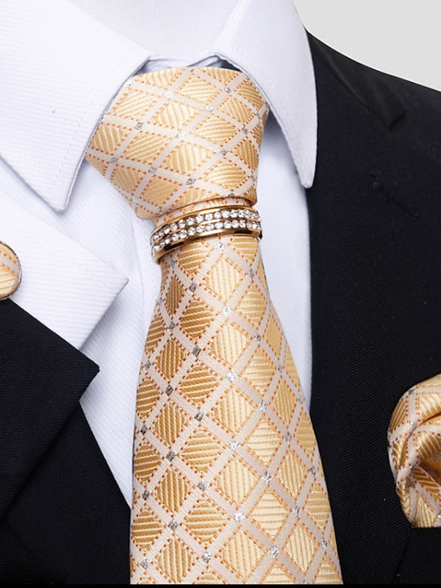 Cravates Basiques Pour Hommes De Couleur Unie Jaune Clair Blanc Rouge Foncé Avec Strass