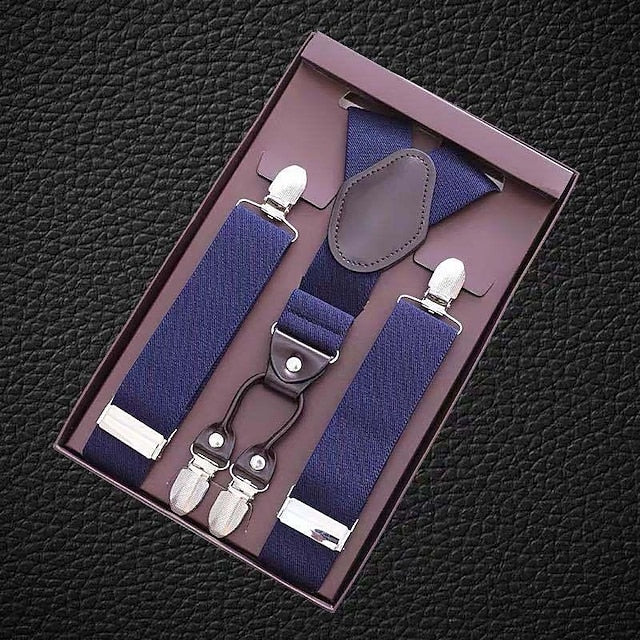 Bretelles De Couleur Unie Pour Hommes En Polyester Et Nylon Avec Boucle En Métal