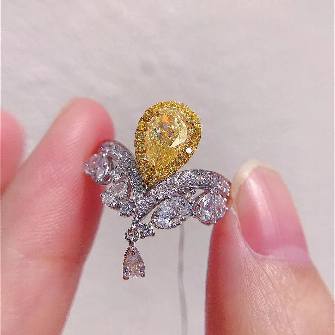Bague Luxueuse Et Scintillante En Strass Réglable Bicolore Délicat