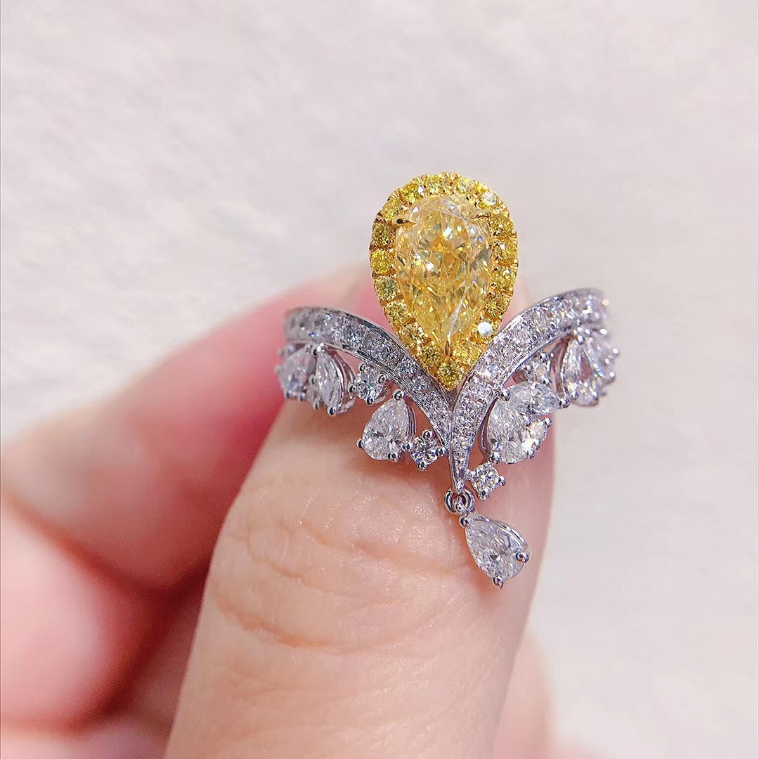 Bague Luxueuse Et Scintillante En Strass Réglable Bicolore Délicat