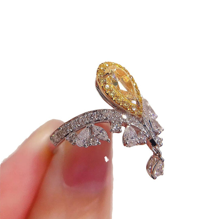 Bague Luxueuse Et Scintillante En Strass Réglable Bicolore Délicat