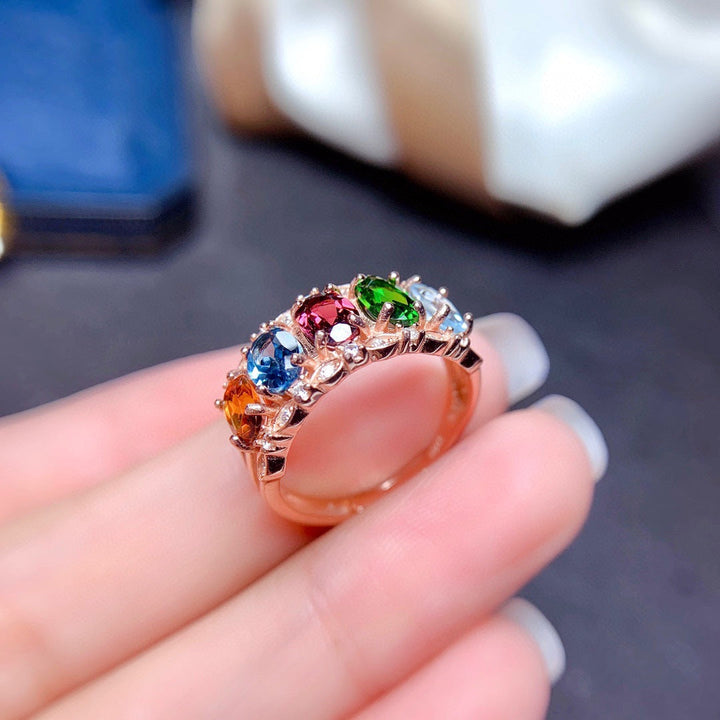 Bague Élégante En Strass Cristal Coloré