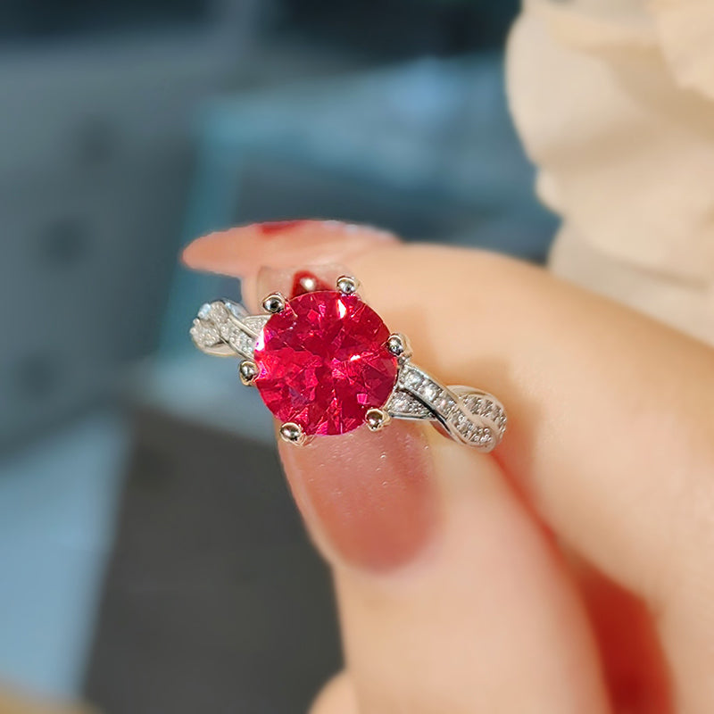 Bague Minimaliste De Luxe À La Mode Avec Pierres Précieuses Rouges