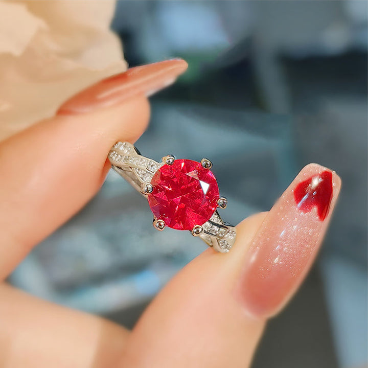 Bague Minimaliste De Luxe À La Mode Avec Pierres Précieuses Rouges