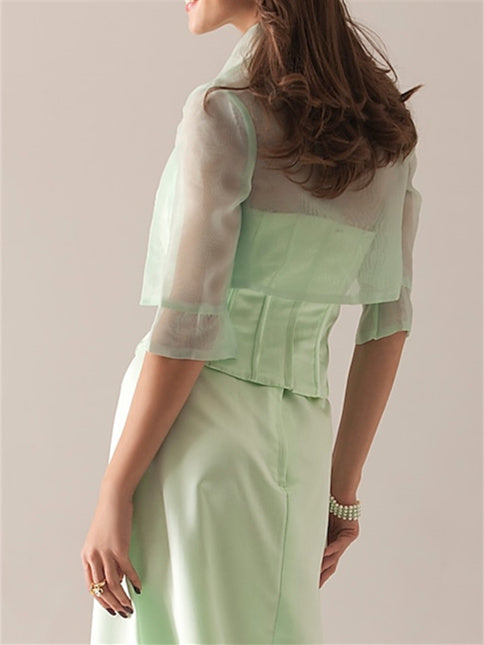 Manteaux / Vestes Élégants à Manches Mi-Longues en Organza avec Couleur Pure