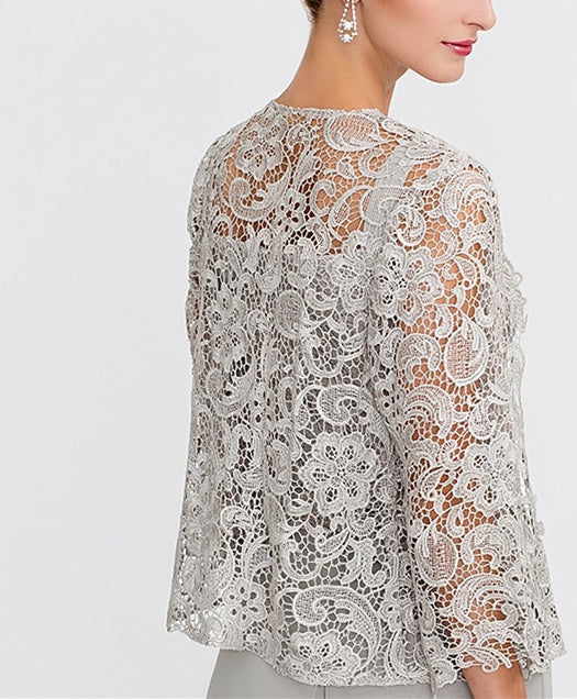 Châle/Boléro en Dentelle Florale à Manches 3/4 pour Invité de Mariage pour Femme