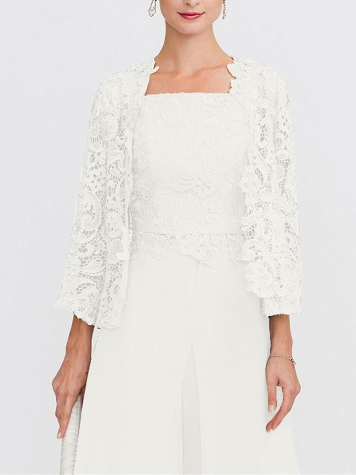 Châle/Boléro en Dentelle Florale à Manches 3/4 pour Invité de Mariage pour Femme