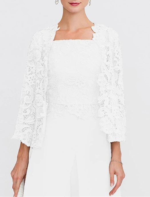 Châle/Boléro en Dentelle Florale à Manches 3/4 pour Invité de Mariage pour Femme