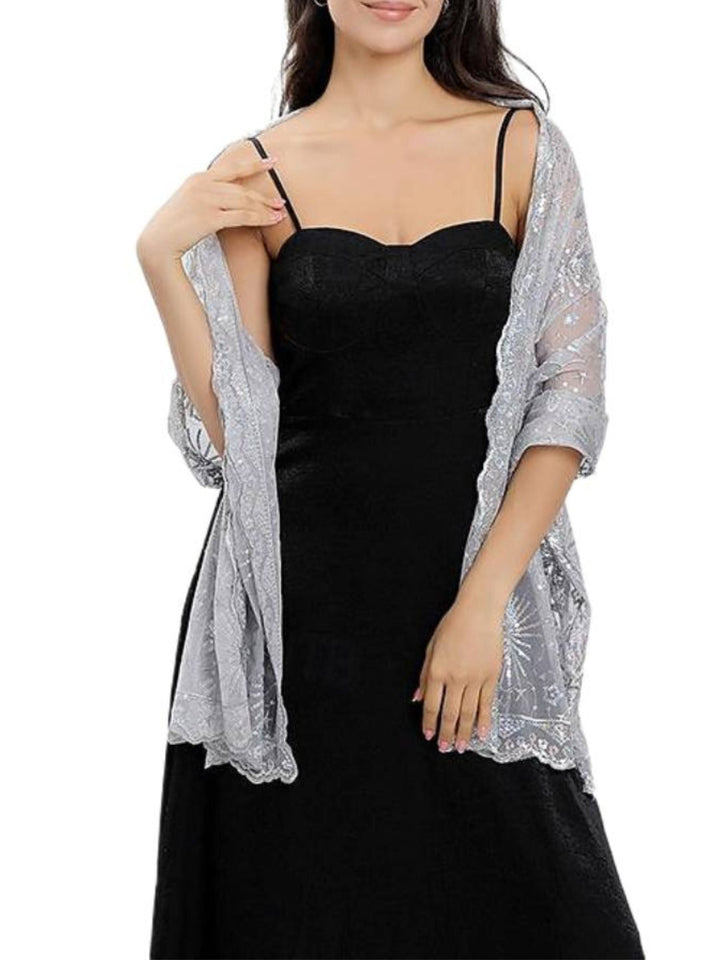 Châle de Mariage Rétro Délicat avec Broderie Étoile et Lune pour Femme