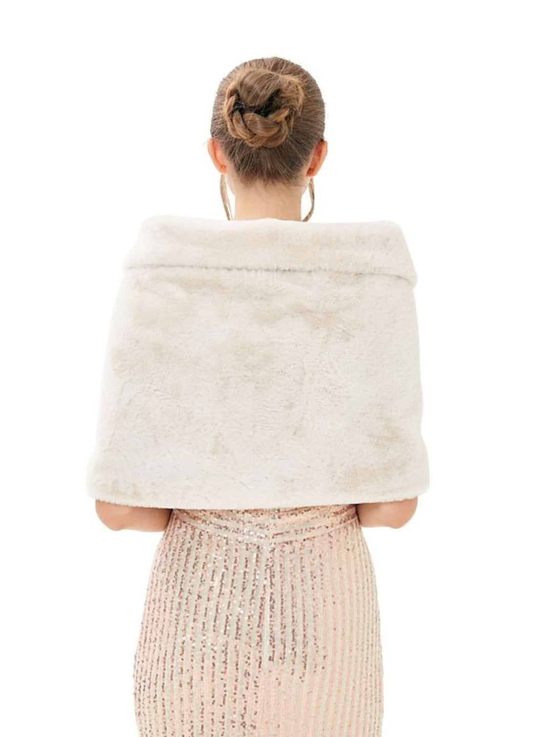 Châle Élégant en Fausse Fourrure Blanche Chaude pour Femme