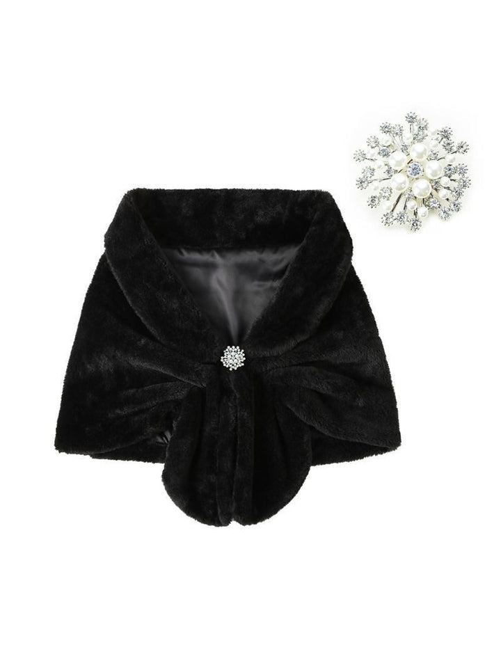 Châle Élégant en Fausse Fourrure Blanche Chaude pour Femme