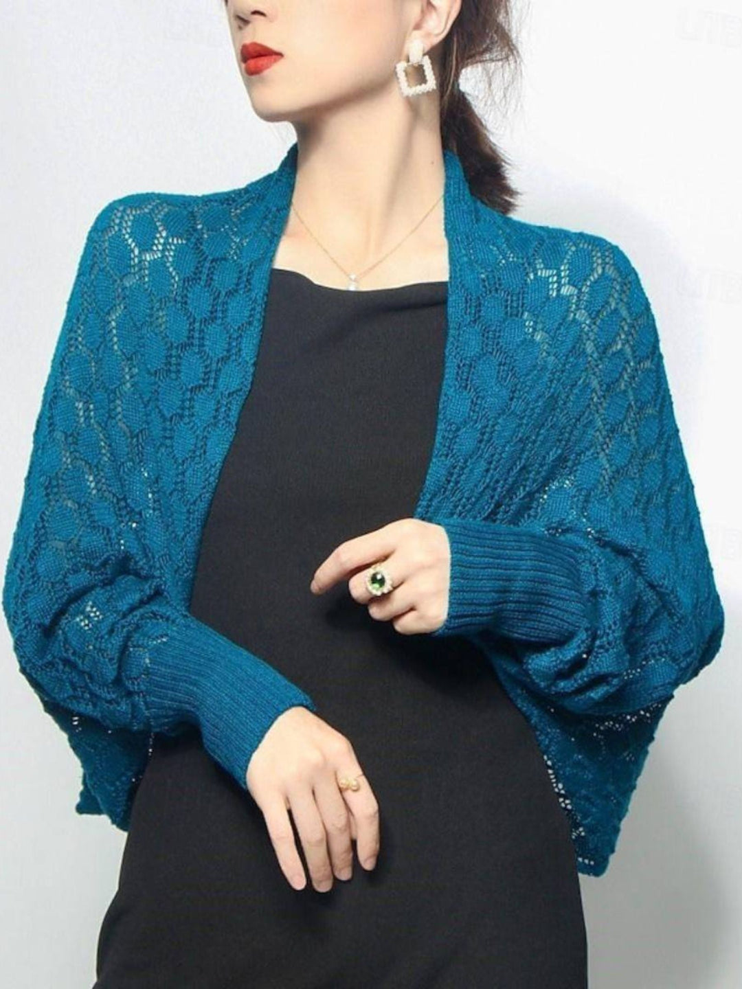 Robe Portefeuille Rétro Élégante à Manches Longues en Polyester Blanc pour Femme