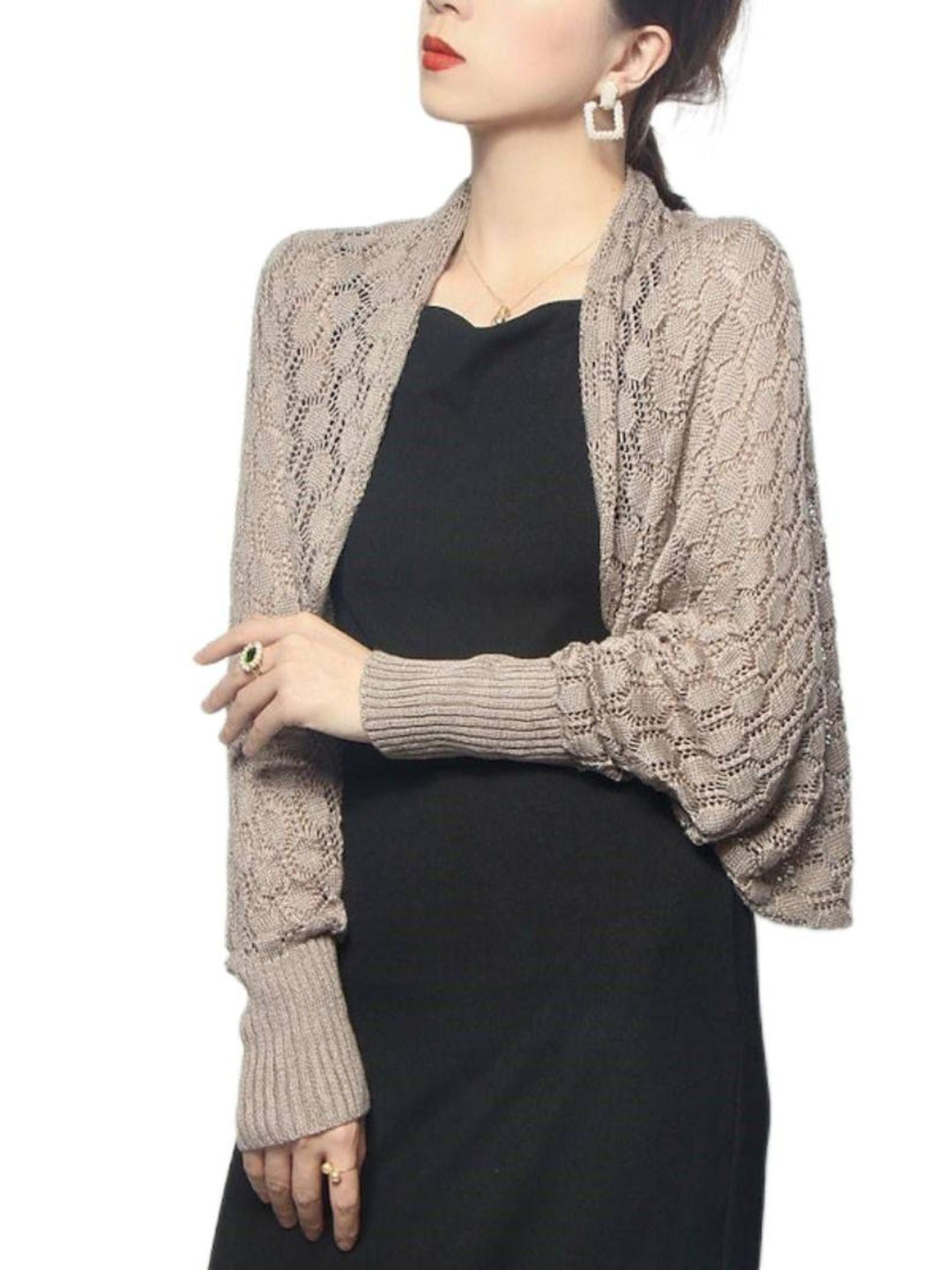 Robe Portefeuille Rétro Élégante à Manches Longues en Polyester Blanc pour Femme