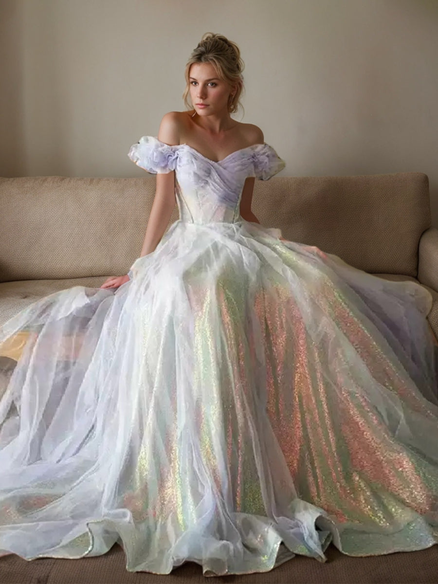 Robe soirée ligne A cœur élégante, sequins, longueur sol