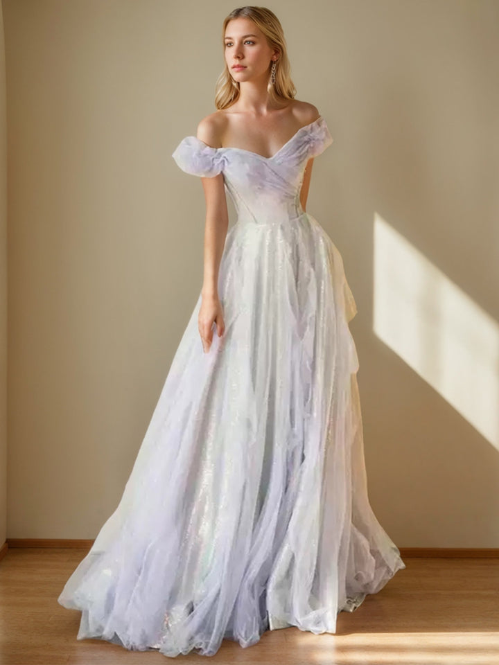 Robe soirée ligne A cœur élégante, sequins, longueur sol
