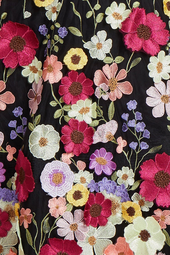 Robe De Soirée Trapèze/Princesse À Épaules Dénudées Et Manches Mi-Longues, Imprimée Florale