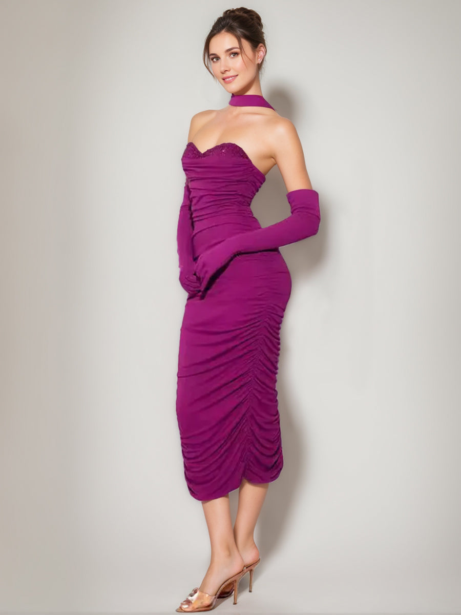 Gaine/Colonne Chérie Sans Manches Ruché Robes de Soirée avec Strass