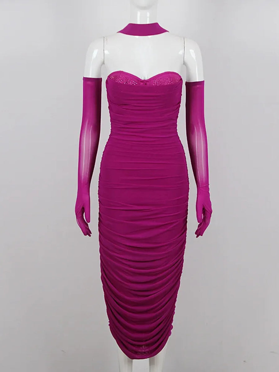 Gaine/Colonne Chérie Sans Manches Ruché Robes de Soirée avec Strass