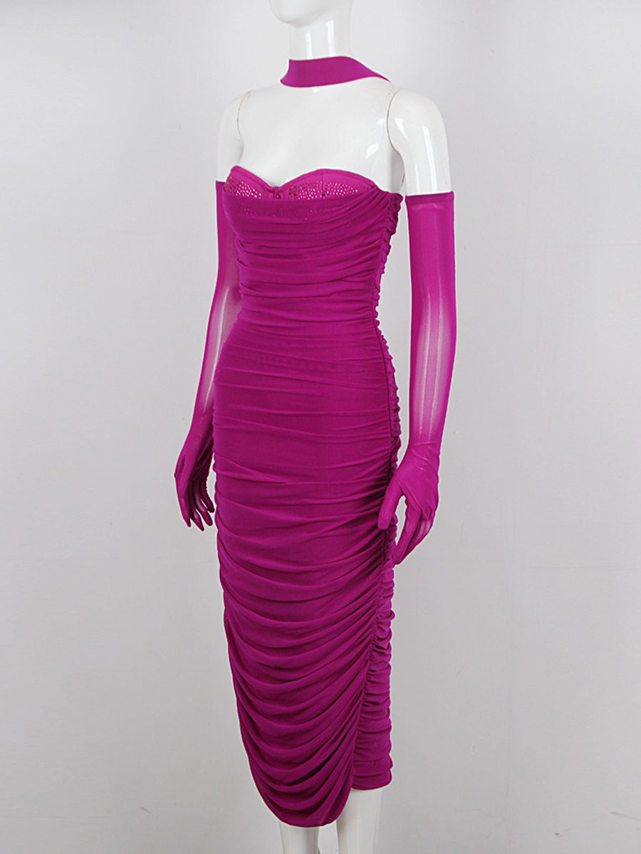 Gaine/Colonne Chérie Sans Manches Ruché Robes de Soirée avec Strass