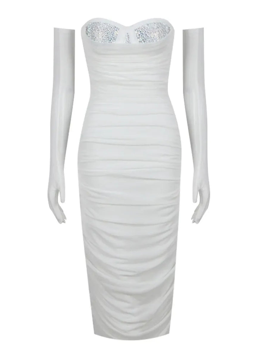 Gaine/Colonne Chérie Sans Manches Ruché Robes de Soirée avec Strass