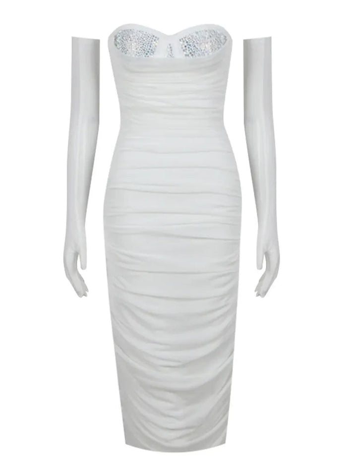 Gaine/Colonne Chérie Sans Manches Ruché Robes de Soirée avec Strass