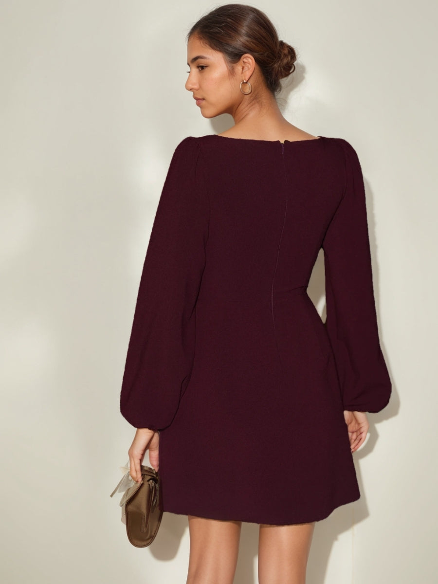Ligne A/Princesse Col Carré Manche Longue Robes Mini avec Poches