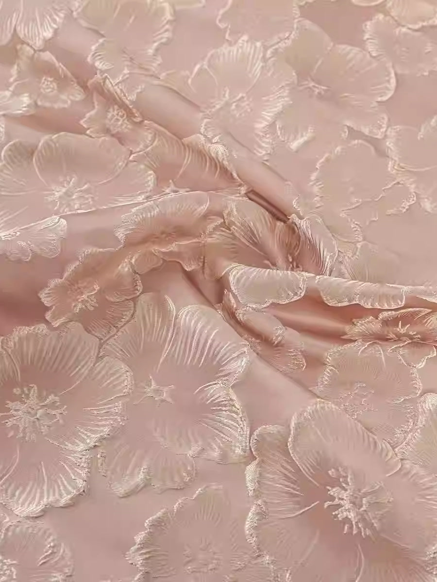Robe Mère De La Mariée Forme Trompette/Sirène, Hors de l'épaule, Jacquard Floral, Sans Manches, Longueur Au Sol, Froncé