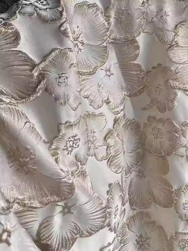 Robe de Soirée Ligne A/Princesse Col en V Jacquard Sans Manches Longueur au Sol Florale