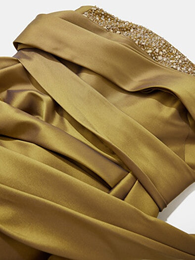 Robe de Soirée Gaine/Colonne Bustier Satin Manches Courtes Longueur au Sol Dentelle Florale