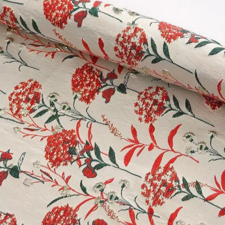 Robe Mère de la Mariée, Ligne A/Princesse, Col Rond, Jacquard, Manches Courtes, Longueur du Thé