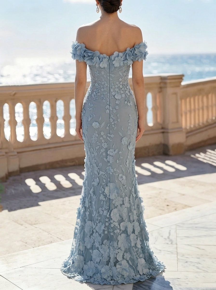 Robe de Soirée Trompette/Sirène Bustier Sans Manches Longueur au Sol Florale