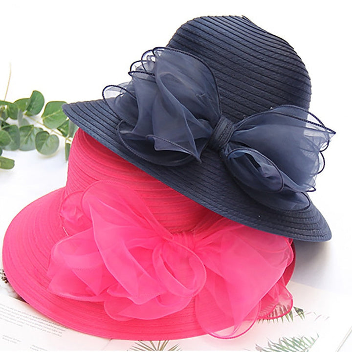 Fascinators Organza Holiday Beach Élégant Vintage avec Appliques de Couleur Pure Coiffe avec Bowknot