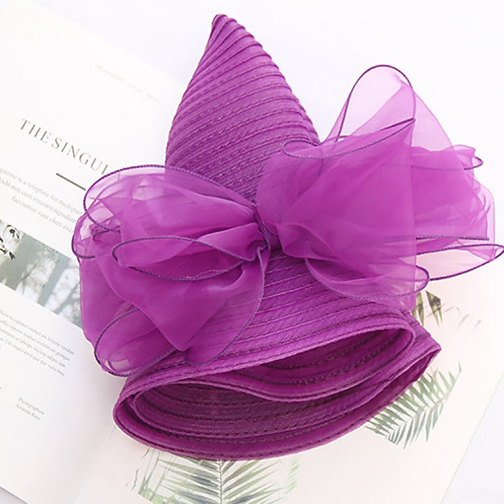 Fascinators Organza Holiday Beach Élégant Vintage avec Appliques de Couleur Pure Coiffe avec Bowknot