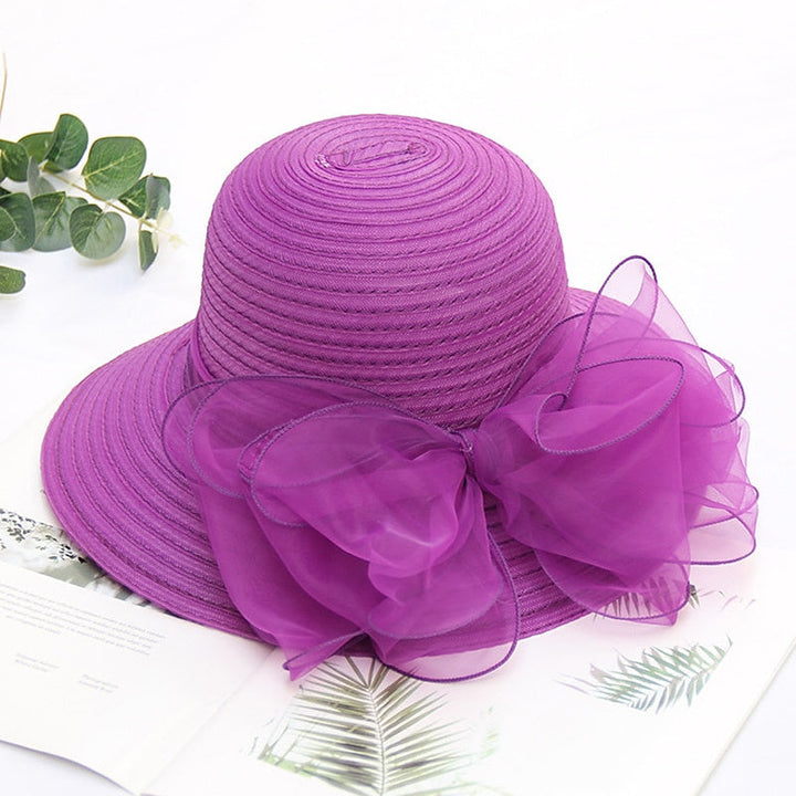 Fascinators Organza Holiday Beach Élégant Vintage avec Appliques de Couleur Pure Coiffe avec Bowknot