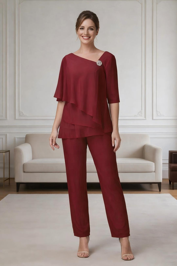 Ensemble pantalon 2 pièces mousseline mère de la mariée