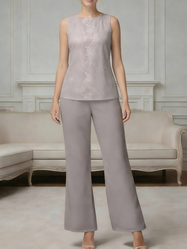 Ensemble pantalon 3 pièces mousseline mère de la mariée