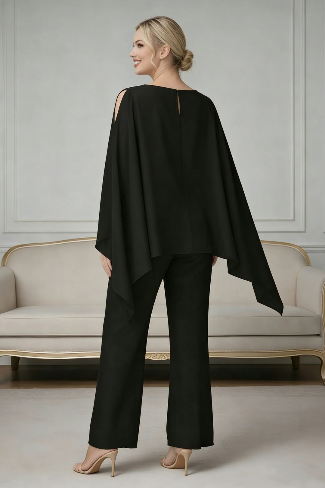 Ensemble pantalon 2 pièces mousseline mère de la mariée confortable