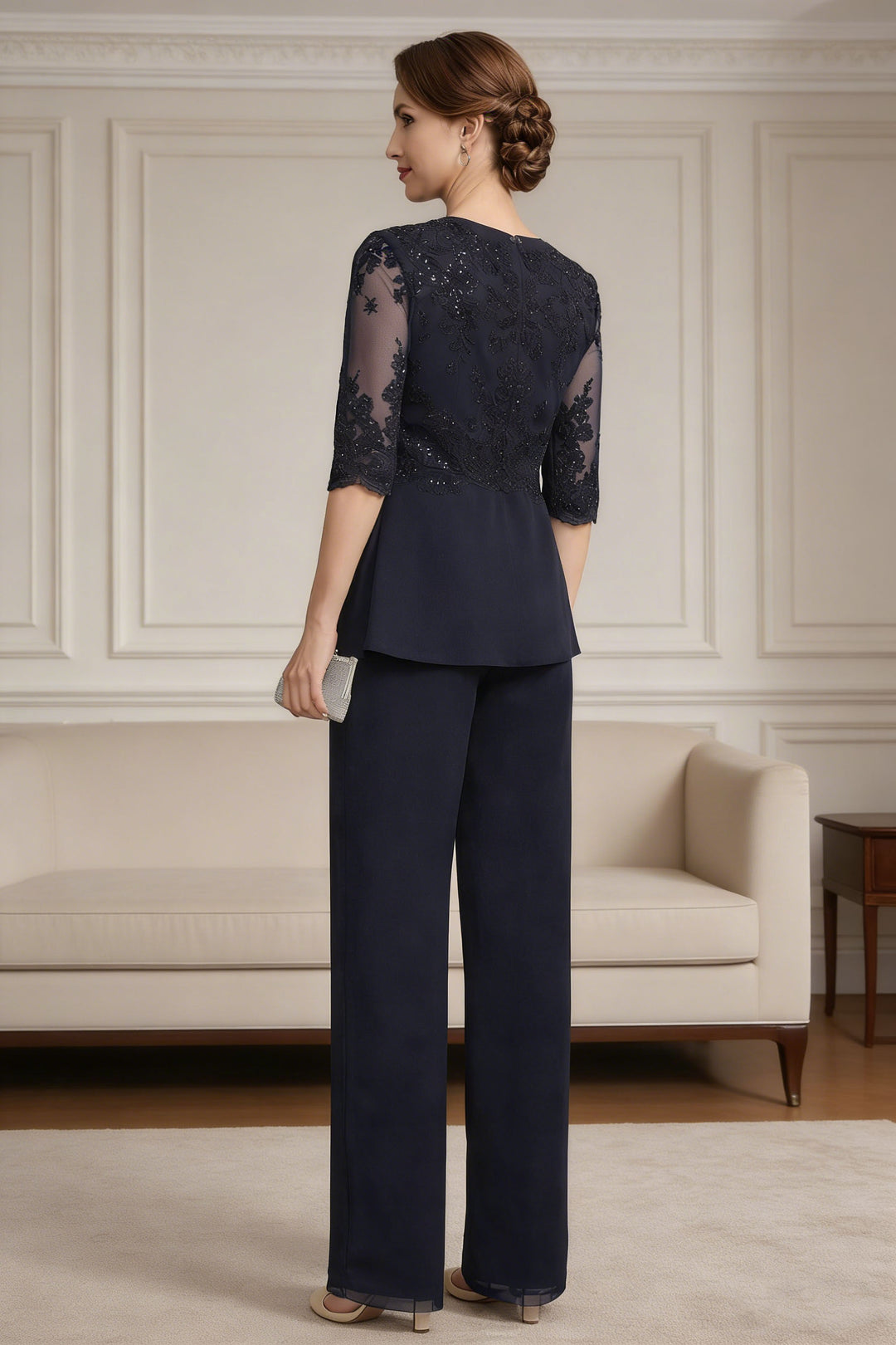 Ensemble pantalon dentelle sequins
