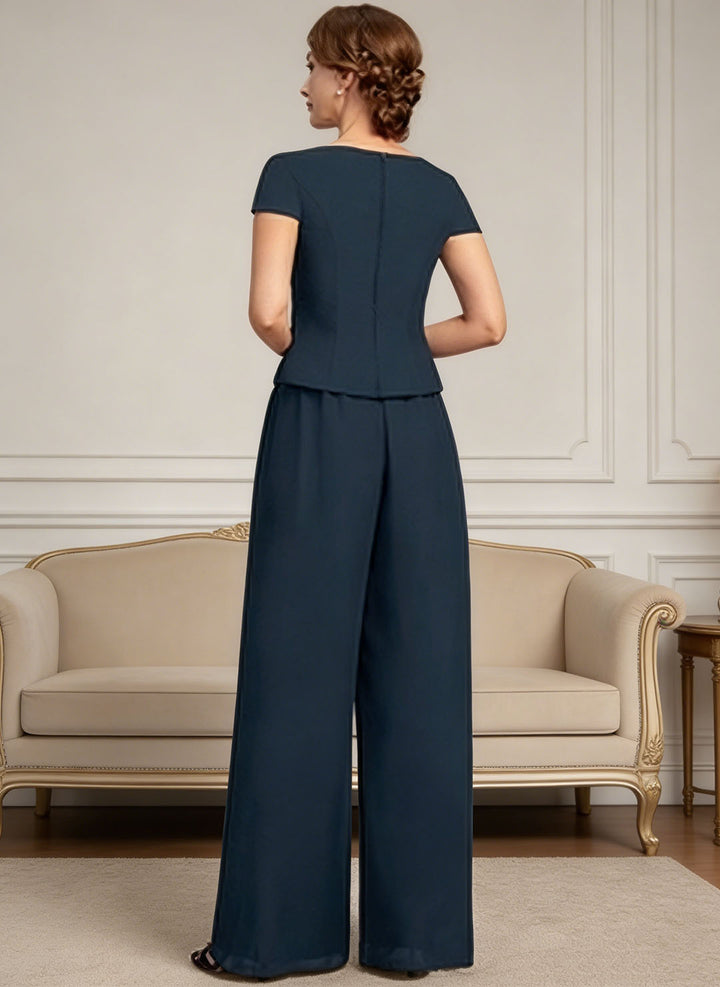 Ensemble pantalon mousseline bleu marine foncé