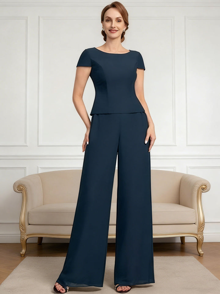 Ensemble pantalon mousseline bleu marine foncé