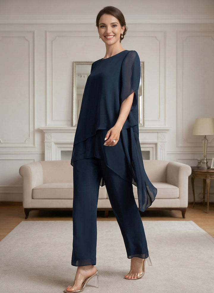 Ensemble pantalon mousseline bleu marine foncé